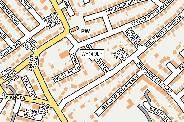 WF14 9LP map - OS OpenMap – Local (Ordnance Survey)