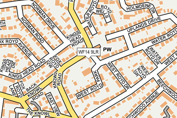 WF14 9LR map - OS OpenMap – Local (Ordnance Survey)