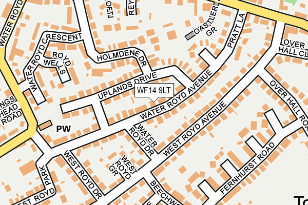 WF14 9LT map - OS OpenMap – Local (Ordnance Survey)