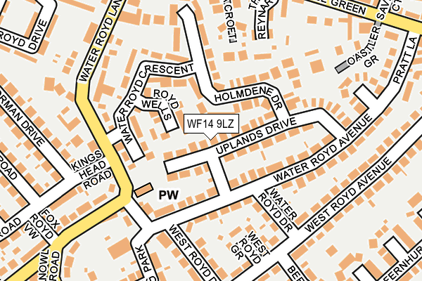 WF14 9LZ map - OS OpenMap – Local (Ordnance Survey)