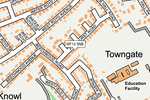 WF14 9NB map - OS OpenMap – Local (Ordnance Survey)