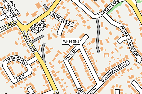 WF14 9NJ map - OS OpenMap – Local (Ordnance Survey)