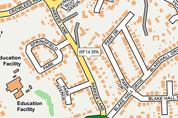 WF14 9PA map - OS OpenMap – Local (Ordnance Survey)