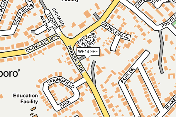 WF14 9PF map - OS OpenMap – Local (Ordnance Survey)