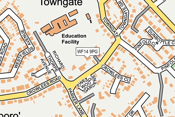 WF14 9PG map - OS OpenMap – Local (Ordnance Survey)