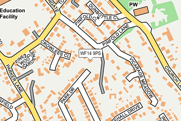WF14 9PS map - OS OpenMap – Local (Ordnance Survey)