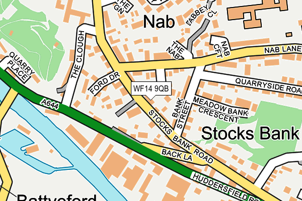 WF14 9QB map - OS OpenMap – Local (Ordnance Survey)