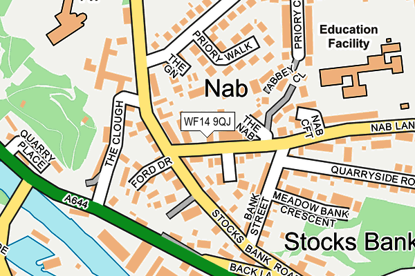 WF14 9QJ map - OS OpenMap – Local (Ordnance Survey)