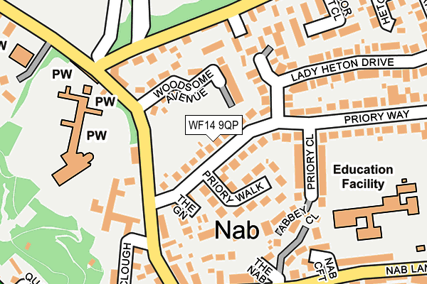 WF14 9QP map - OS OpenMap – Local (Ordnance Survey)