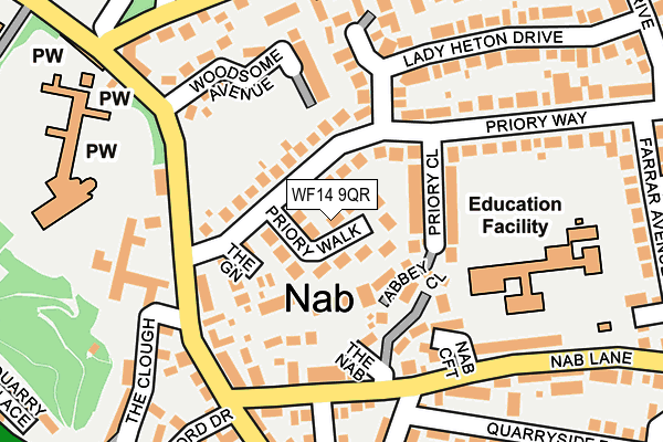 WF14 9QR map - OS OpenMap – Local (Ordnance Survey)