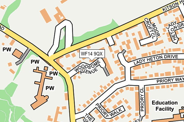 WF14 9QX map - OS OpenMap – Local (Ordnance Survey)