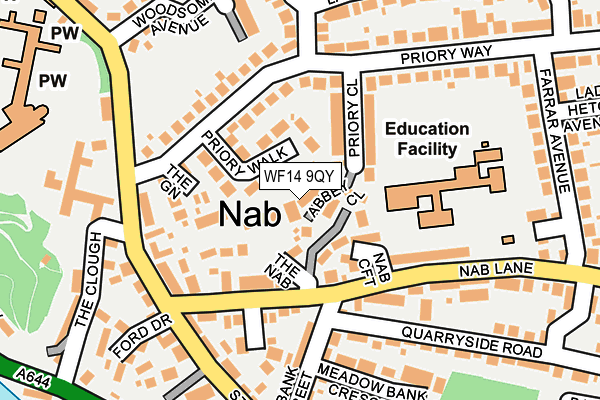 WF14 9QY map - OS OpenMap – Local (Ordnance Survey)