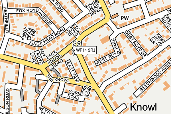 WF14 9RJ map - OS OpenMap – Local (Ordnance Survey)