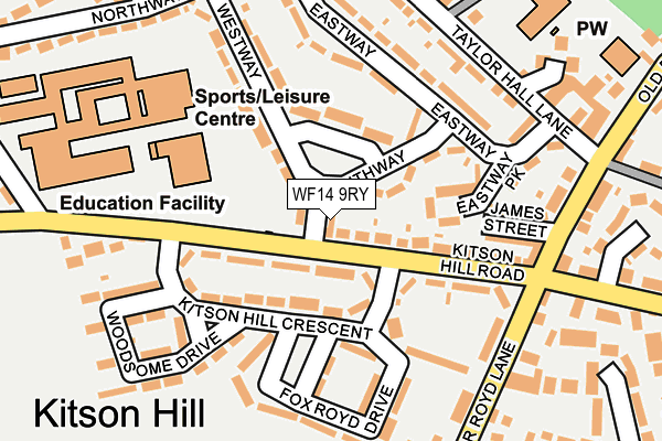 WF14 9RY map - OS OpenMap – Local (Ordnance Survey)