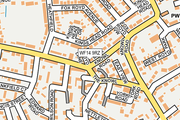 WF14 9RZ map - OS OpenMap – Local (Ordnance Survey)