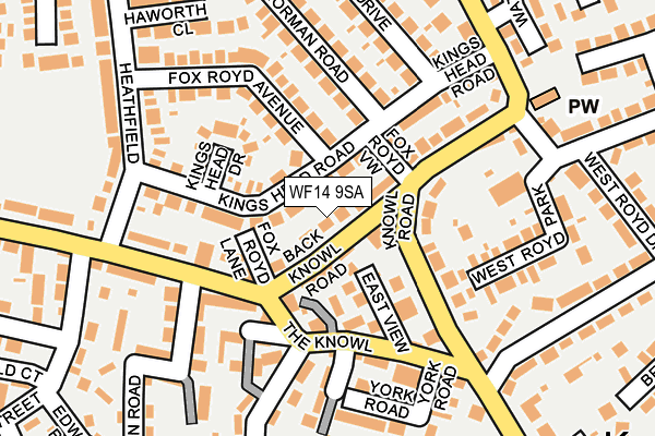 WF14 9SA map - OS OpenMap – Local (Ordnance Survey)