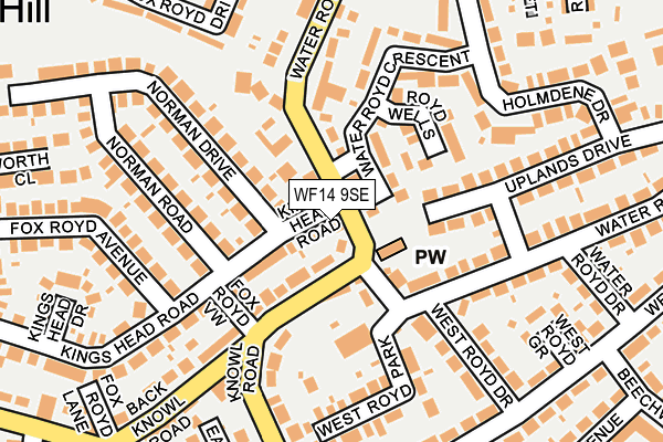 WF14 9SE map - OS OpenMap – Local (Ordnance Survey)