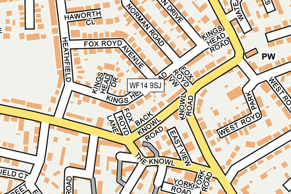 WF14 9SJ map - OS OpenMap – Local (Ordnance Survey)