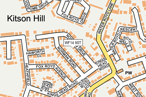 WF14 9ST map - OS OpenMap – Local (Ordnance Survey)