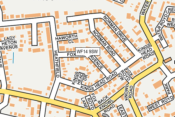 WF14 9SW map - OS OpenMap – Local (Ordnance Survey)