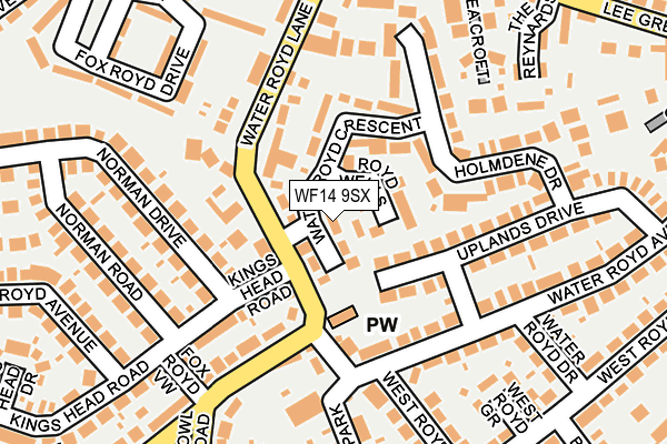 WF14 9SX map - OS OpenMap – Local (Ordnance Survey)