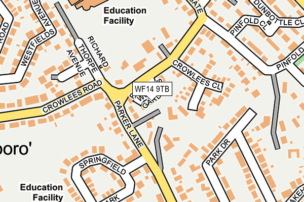 WF14 9TB map - OS OpenMap – Local (Ordnance Survey)