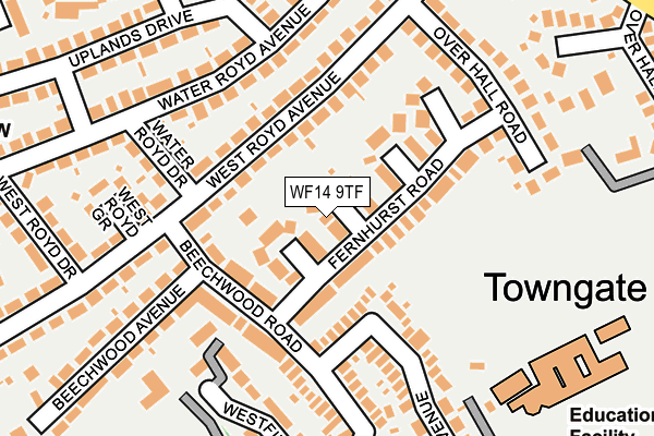 WF14 9TF map - OS OpenMap – Local (Ordnance Survey)