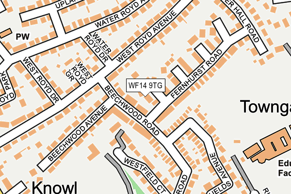 WF14 9TG map - OS OpenMap – Local (Ordnance Survey)