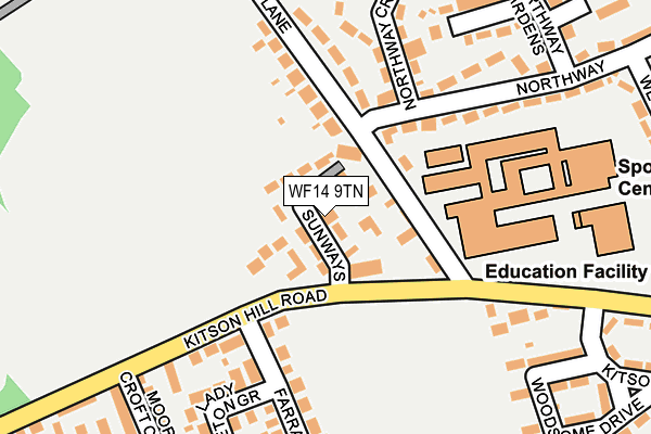 WF14 9TN map - OS OpenMap – Local (Ordnance Survey)
