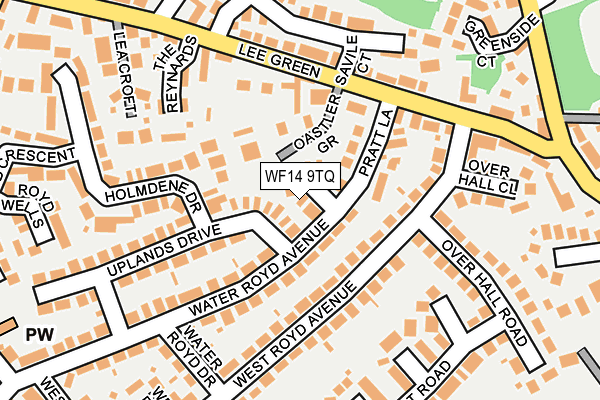 WF14 9TQ map - OS OpenMap – Local (Ordnance Survey)