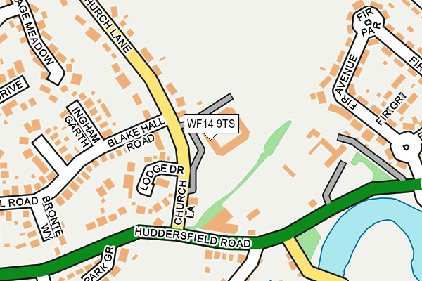 WF14 9TS map - OS OpenMap – Local (Ordnance Survey)