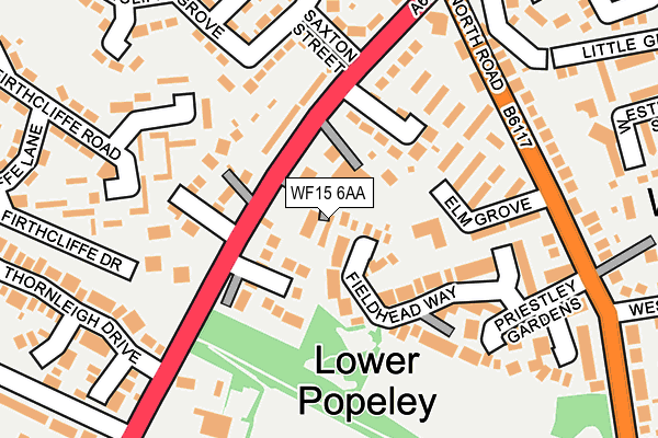 WF15 6AA map - OS OpenMap – Local (Ordnance Survey)