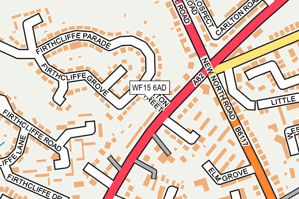 WF15 6AD map - OS OpenMap – Local (Ordnance Survey)