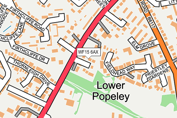 WF15 6AX map - OS OpenMap – Local (Ordnance Survey)