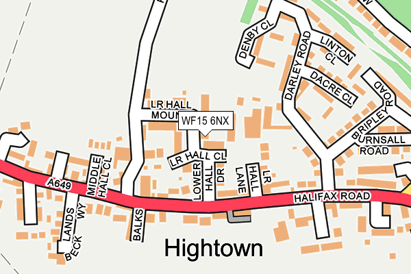 WF15 6NX map - OS OpenMap – Local (Ordnance Survey)