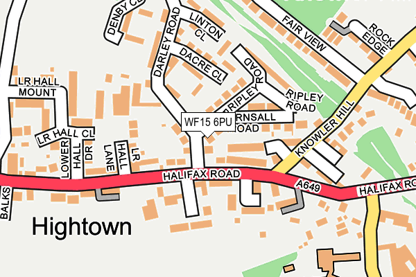 WF15 6PU map - OS OpenMap – Local (Ordnance Survey)