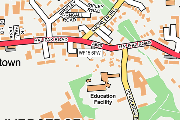 WF15 6PW map - OS OpenMap – Local (Ordnance Survey)