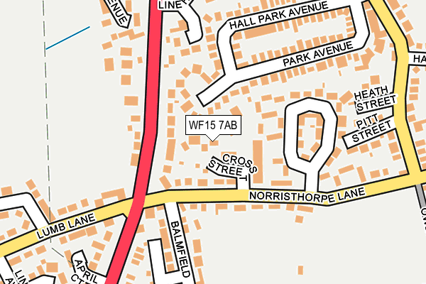 WF15 7AB map - OS OpenMap – Local (Ordnance Survey)