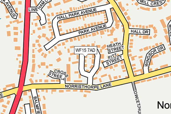 WF15 7AD map - OS OpenMap – Local (Ordnance Survey)