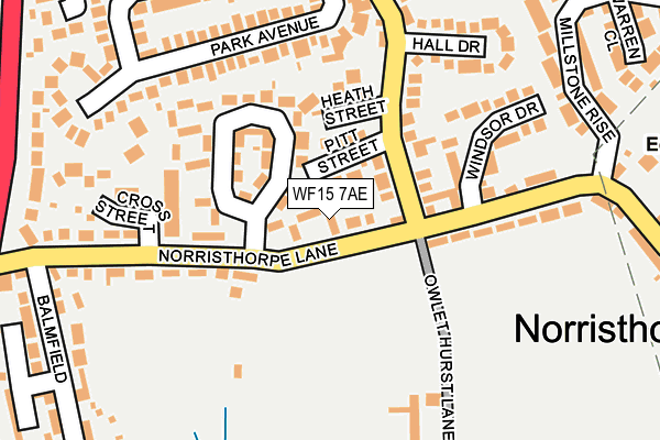 WF15 7AE map - OS OpenMap – Local (Ordnance Survey)
