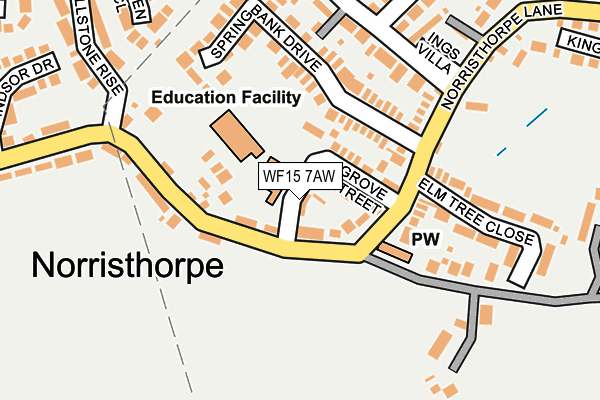 WF15 7AW map - OS OpenMap – Local (Ordnance Survey)