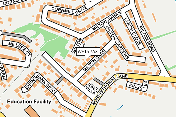 WF15 7AX map - OS OpenMap – Local (Ordnance Survey)