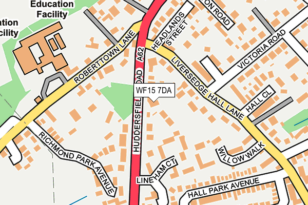 WF15 7DA map - OS OpenMap – Local (Ordnance Survey)
