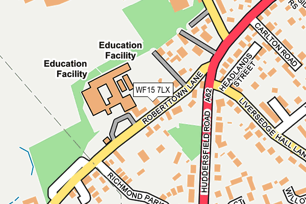 WF15 7LX map - OS OpenMap – Local (Ordnance Survey)