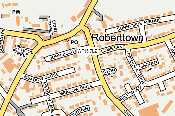 WF15 7LZ map - OS OpenMap – Local (Ordnance Survey)