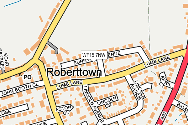 WF15 7NW map - OS OpenMap – Local (Ordnance Survey)