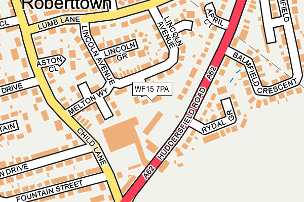 WF15 7PA map - OS OpenMap – Local (Ordnance Survey)