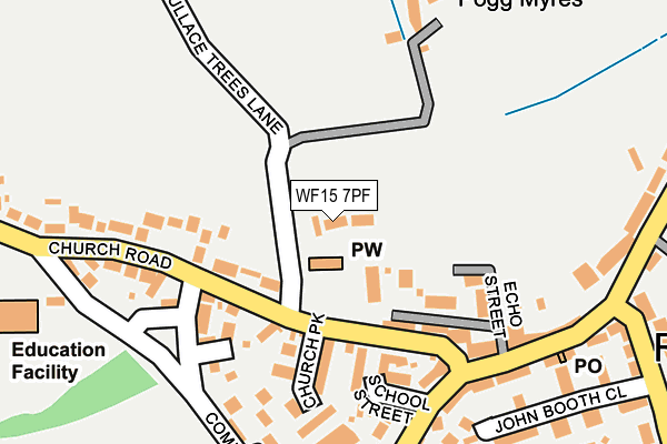 WF15 7PF map - OS OpenMap – Local (Ordnance Survey)