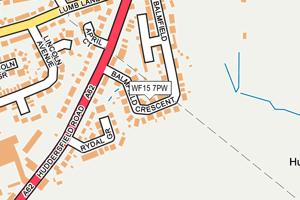 WF15 7PW map - OS OpenMap – Local (Ordnance Survey)