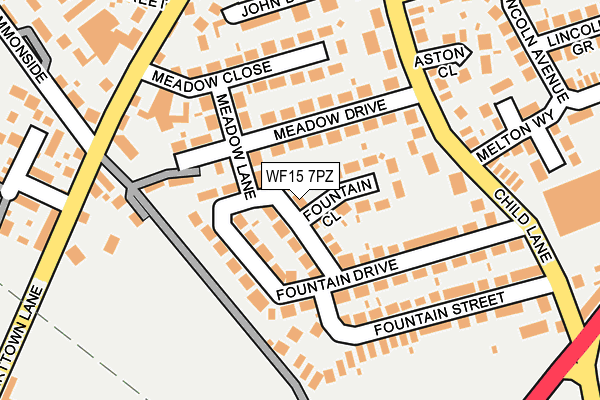 WF15 7PZ map - OS OpenMap – Local (Ordnance Survey)